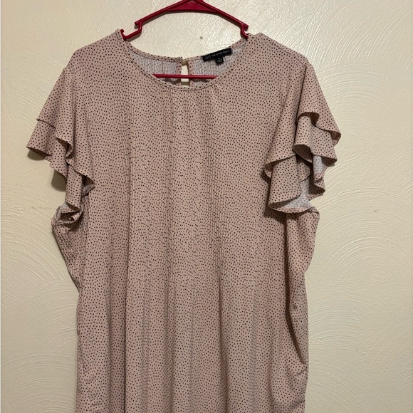 Adrianna Papell Tops - Adrianna Papell Pink Flutter Sleeve Ruffled Blouse